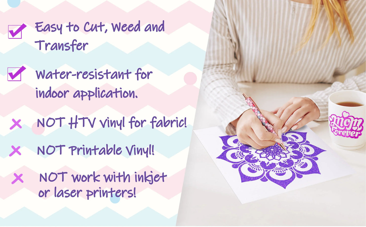 TeckWrap Glitter Adhesive Vinyl- Silver | Durable & Easy-to-Cut | Perfect for Craft Projects!
