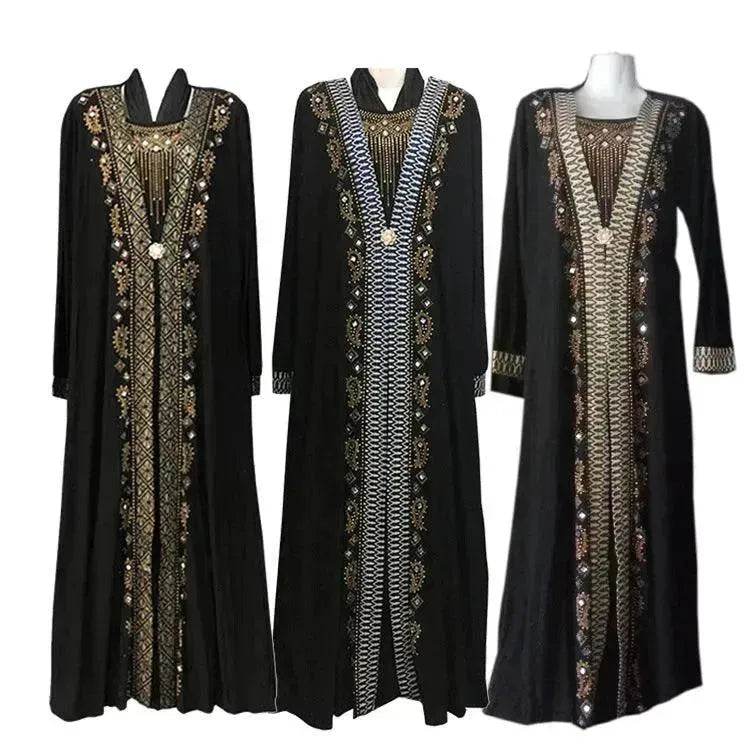 Robe Abaya Brodé Or pour Femmes de Turquie, du Moyen-Orient, et de Dubaï
