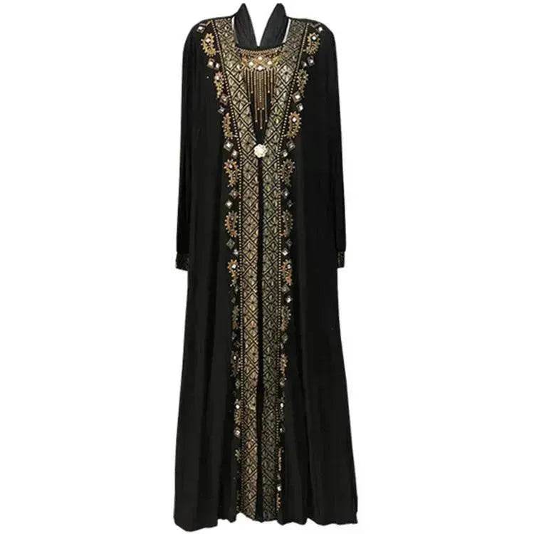 Robe Abaya Brodé Or pour Femmes de Turquie, du Moyen-Orient, et de Dubaï