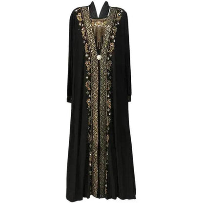 Robe Abaya Brodé Or pour Femmes de Turquie, du Moyen-Orient, et de Dubaï