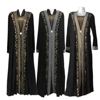 Robe Abaya Brodé Or pour Femmes de Turquie, du Moyen-Orient, et de Dubaï