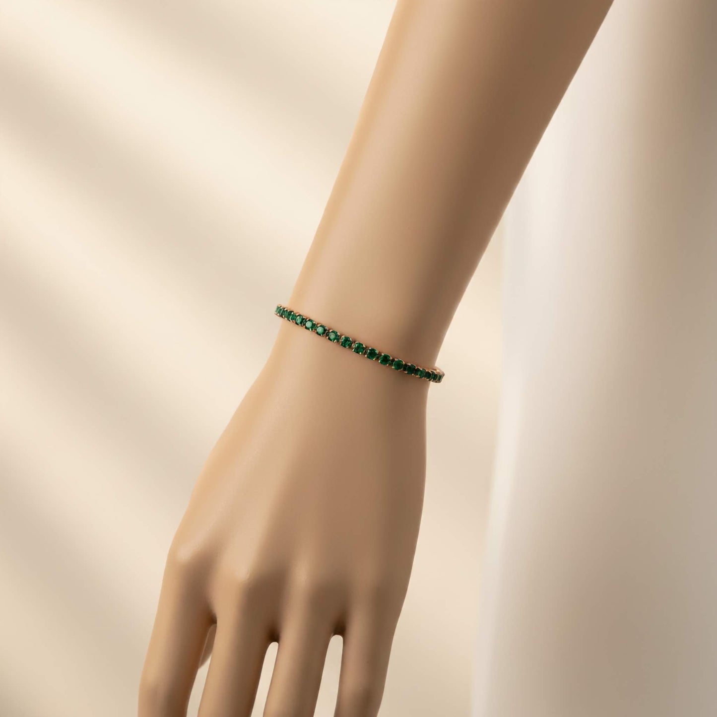 Bracelet de tennis Éclat Émeraude – Bijoux en Zirconium Vert Or 18 carats