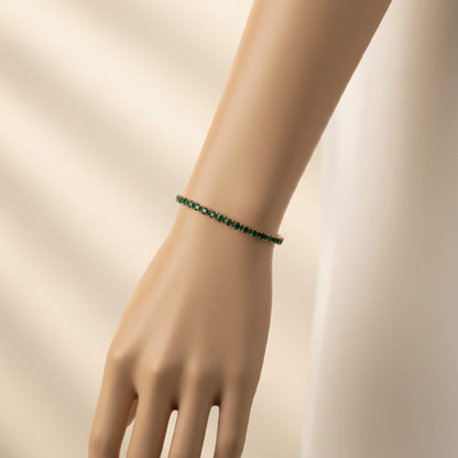Bracelet de tennis Éclat Émeraude – Bijoux en Zirconium Vert Or 18 carats