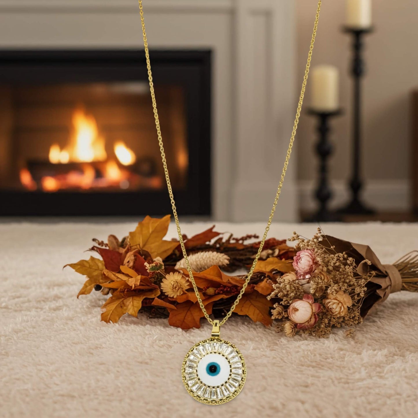 Evil Eye Gold Plated Pendant Necklace