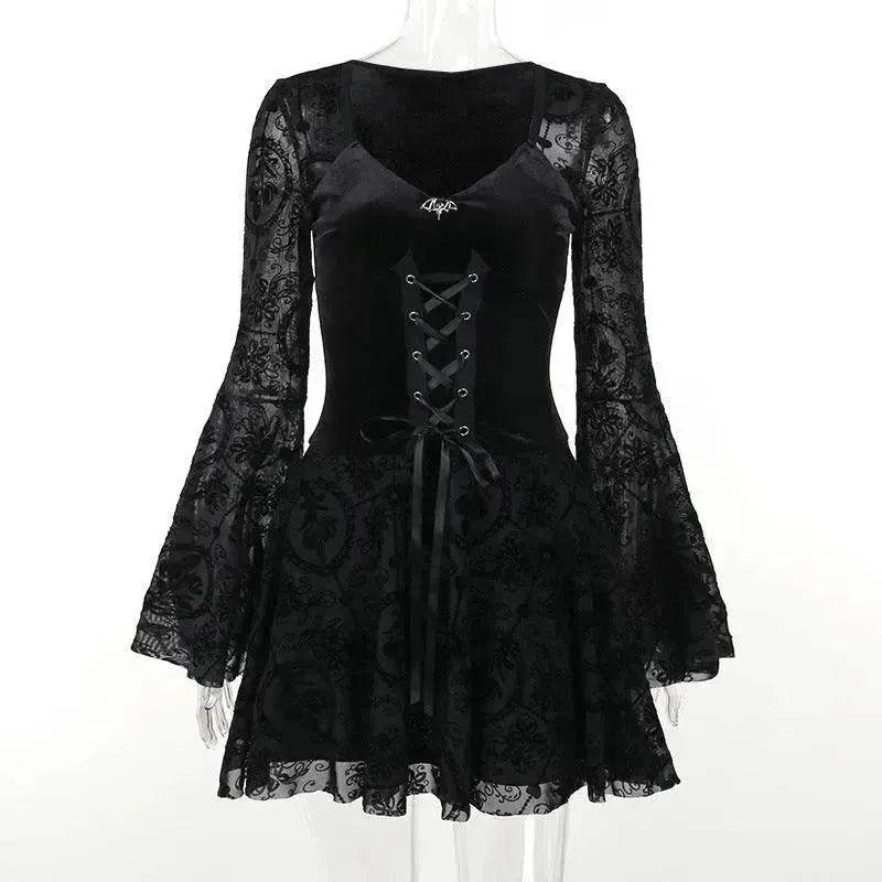 Gothic Vintage Fashion Elegant Classy Retro Mini Black Dress