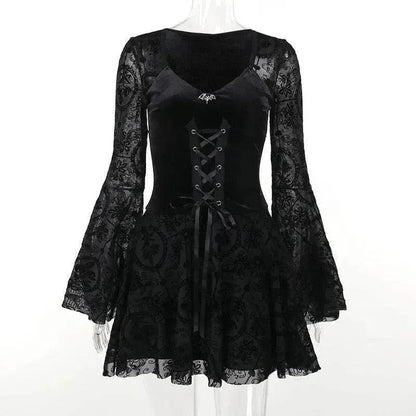 Gothic Vintage Fashion Elegant Classy Retro Mini Black Dress