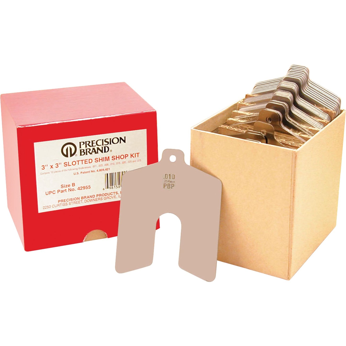 Slotted Shim Assortments, 4" L x 0.001"- 0.075" Thickness, 4" W, Stainless Steel