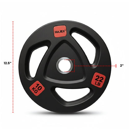 HAJEX Rubber Olympic Bumper Grip Weight Plates & Sets in LBs & KGs