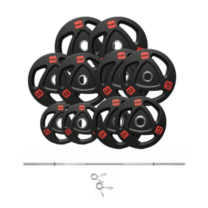 HAJEX Rubber Olympic Bumper Grip Weight Plates & Sets in LBs & KGs
