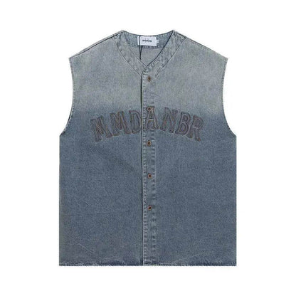 Hanging Dye Gradient Denim Vest Men