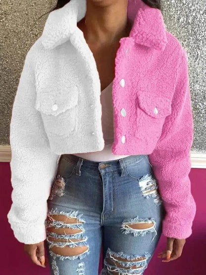 Manteau pour femme de style Harajuku avec surpiqûres et couleurs contrastées, coupe ajustée