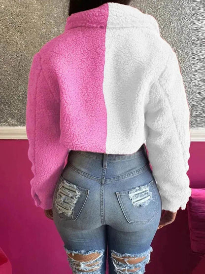 Manteau pour femme de style Harajuku avec surpiqûres et couleurs contrastées, coupe ajustée