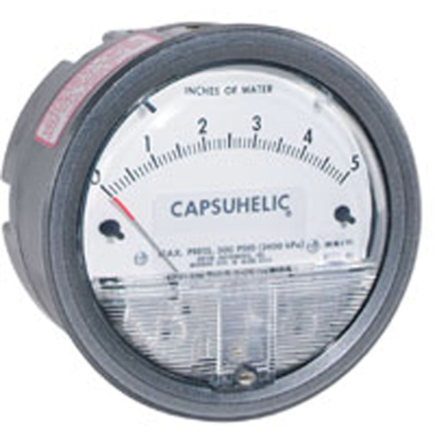 Manomètre différentiel à cadran vertical Capsuhelic® série 4000, 4 po, 0,5 - 0 - 0,5 kPa, montage sur panneau, analogique
