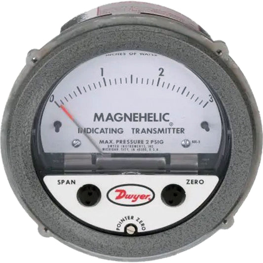 Manomètre différentiel et transmetteur indicateur Magnehelic® série 605, 4 po, 0 à 3 po CE, montage sur panneau, analogique