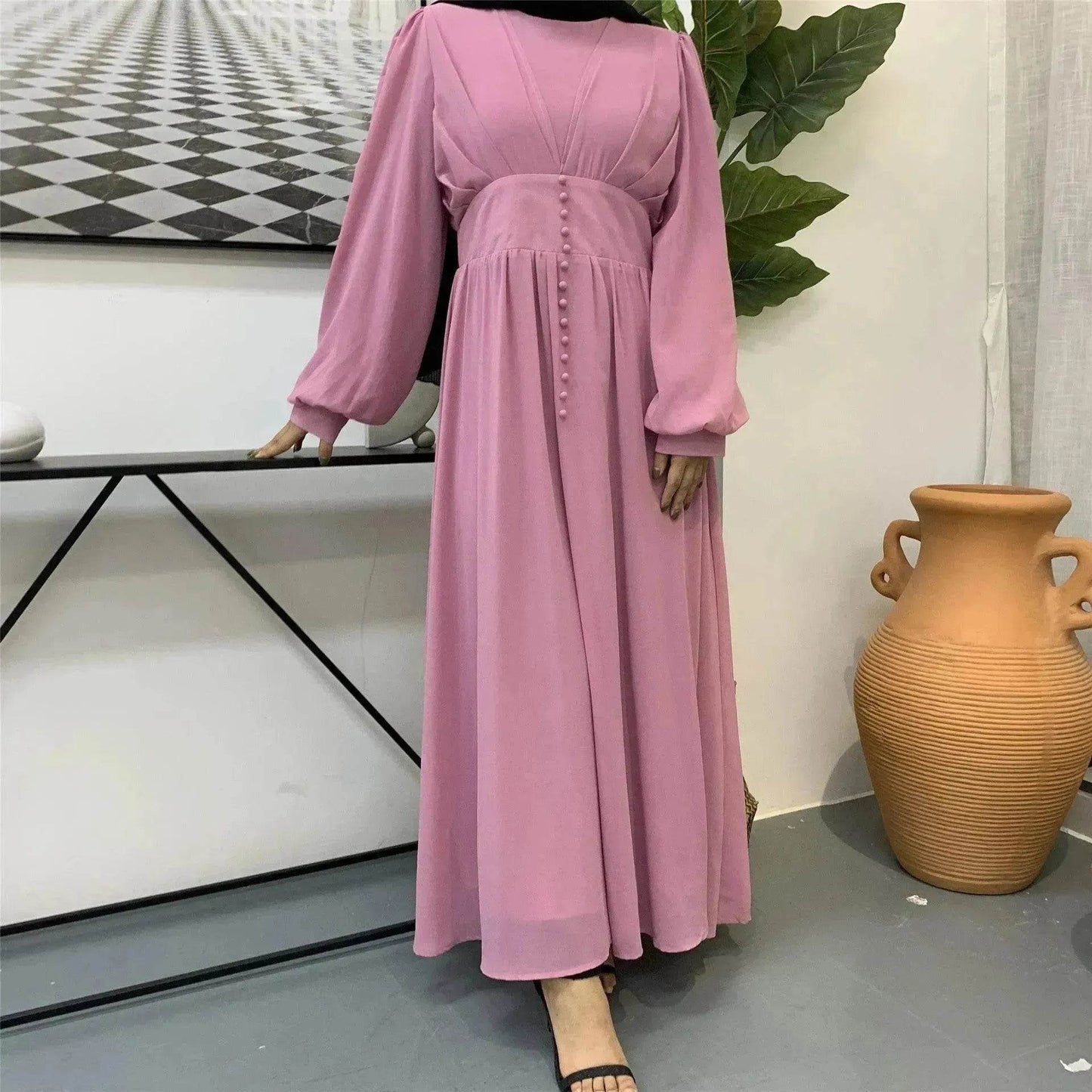Robe Abaya simple, élégante et à la mode en double mousseline haute densité pour femmes arabes de Dubaï, de Turquie et du Moyen-Orient.