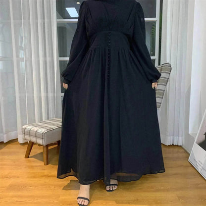 Robe Abaya simple, élégante et à la mode en double mousseline haute densité pour femmes arabes de Dubaï, de Turquie et du Moyen-Orient.