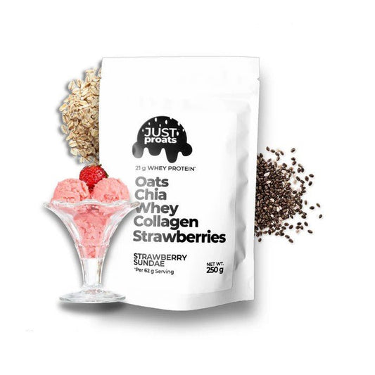 High Protein Oatmeal - Strawberry Sundae