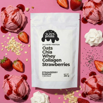 High Protein Oatmeal - Strawberry Sundae