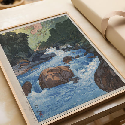 Estampe Giclée Hiroshi Yoshida - La rivière Kurobe : Art japonais ancien sur bois