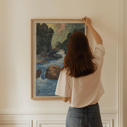 Estampe Giclée Hiroshi Yoshida - La rivière Kurobe : Art japonais ancien sur bois