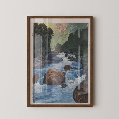 Estampe Giclée Hiroshi Yoshida - La rivière Kurobe : Art japonais ancien sur bois