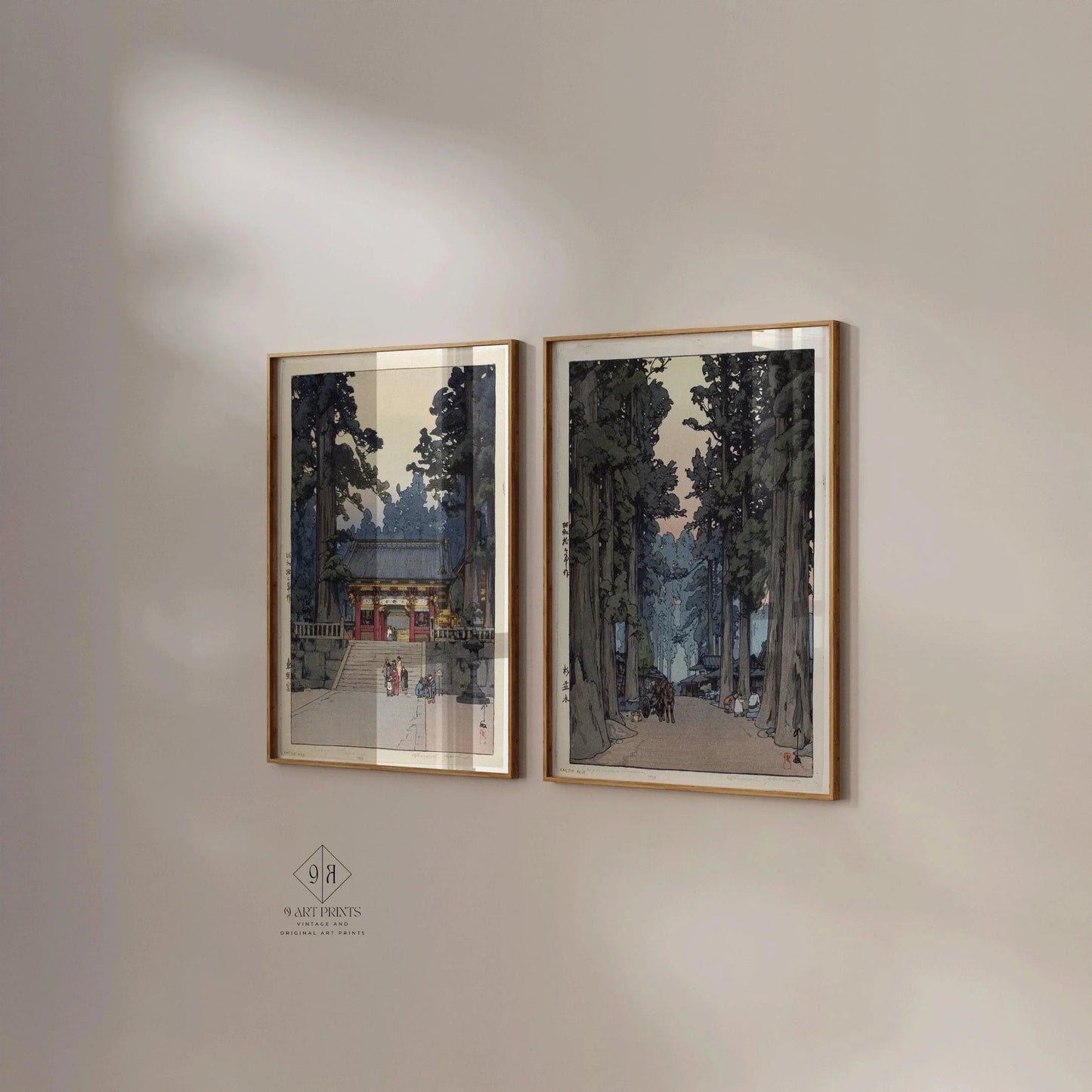 Hiroshi Yoshida Japanese Woodblock Print Set: Toshogu Shrine & Cryptomeria Avenue