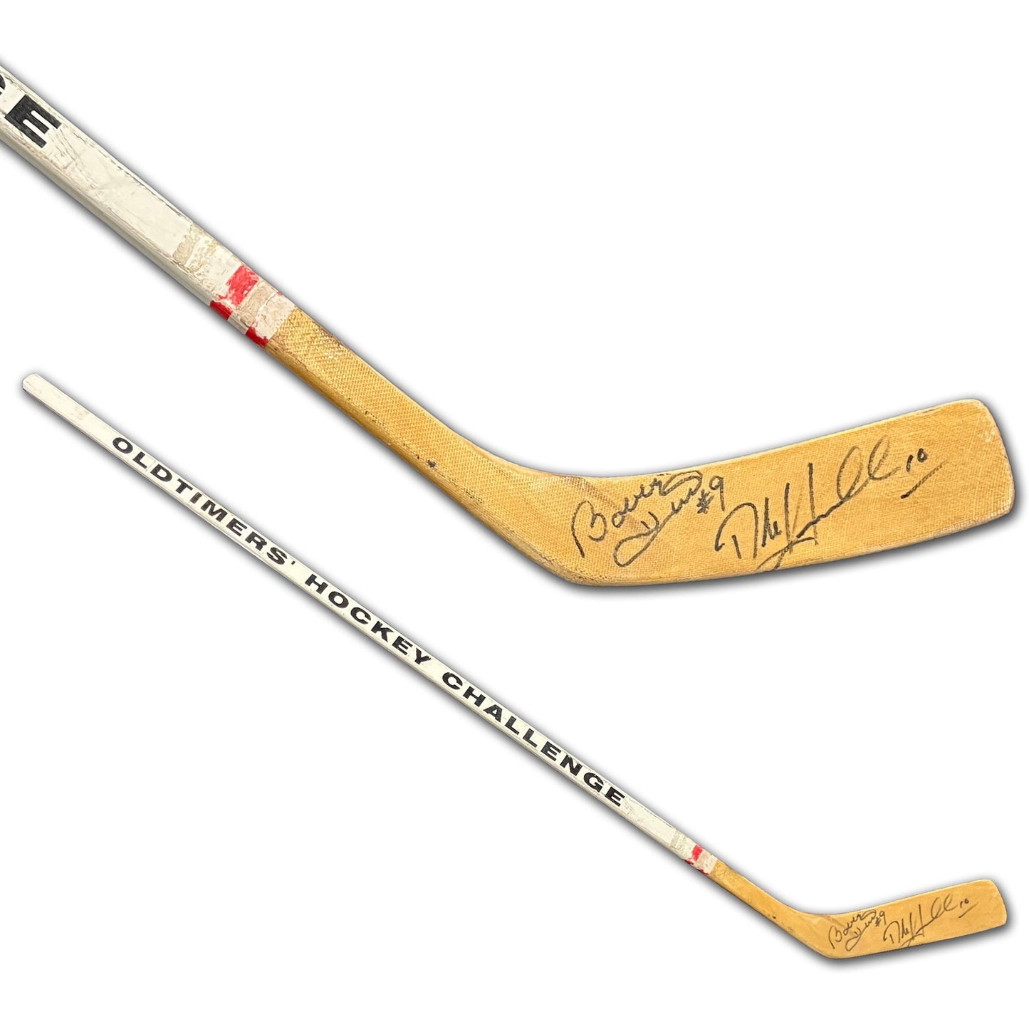 DALE HAWERCHUK & BOBBY HULL SIGNED OLD TIMERS HOCKEY STICK