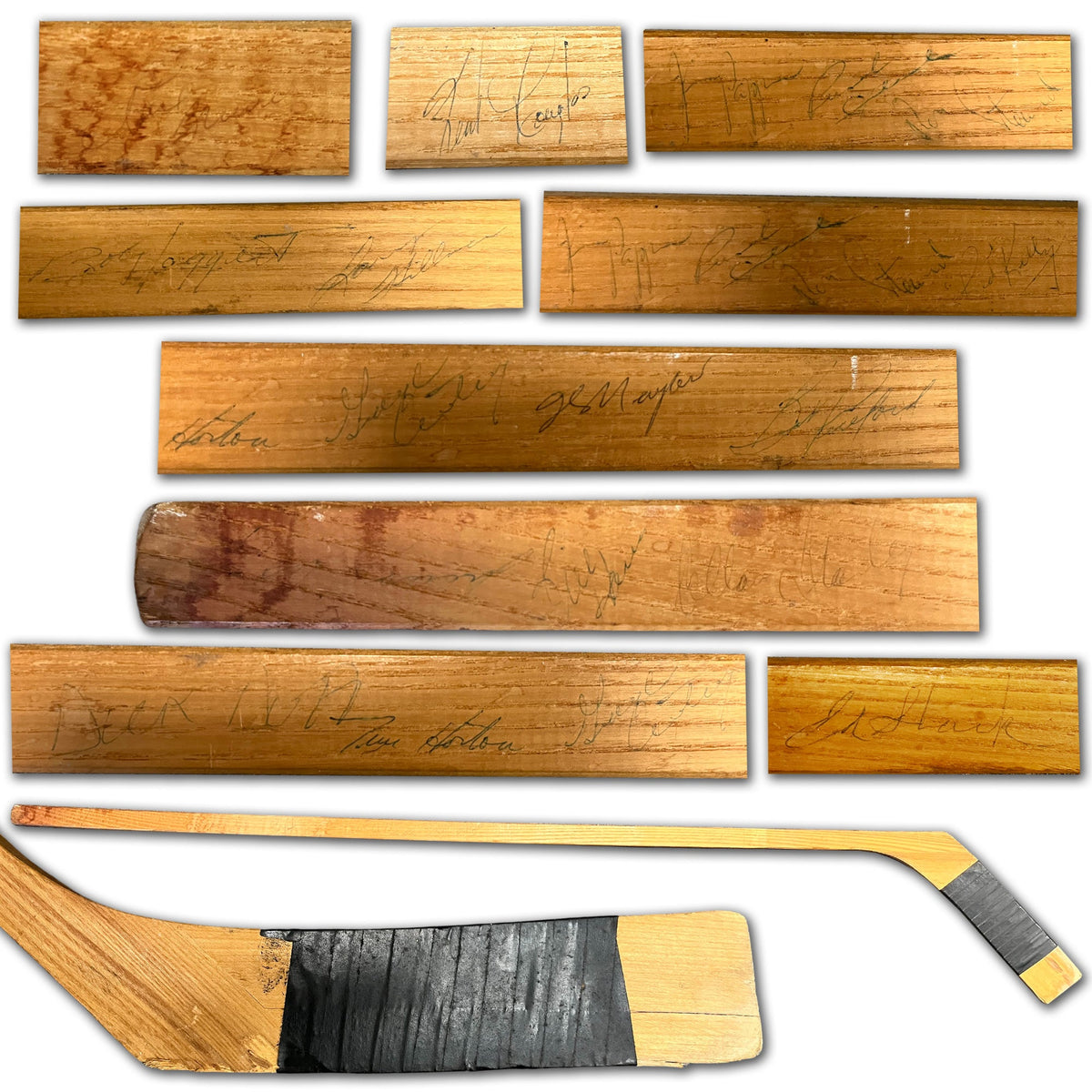 Vintage Full Size Hockey Stick Signed by 19 NHL Legends