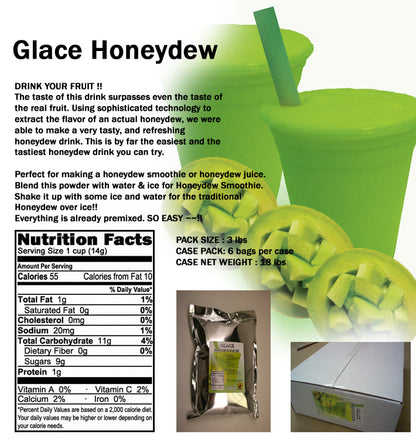 Honeydew 4 in 1 Mix for Bubble Tea, Smoothies, Lattes and Frappes, 3 lbs. Bag (Case 6 x 3 lbs. Bags)  - Ships Free Within Canada on Orders Above CAD $199