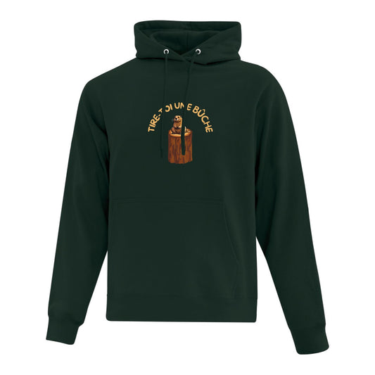 Sweat à capuche "Tire-toi une bûche" imprimé