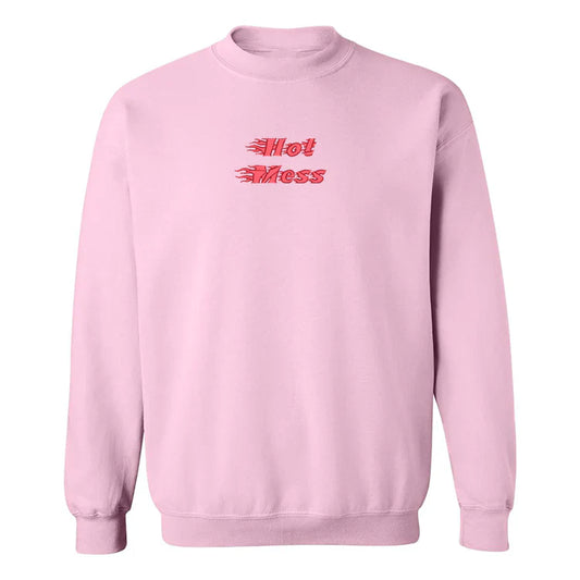 Sweat ras-du-cou brodé "Hot Mess"