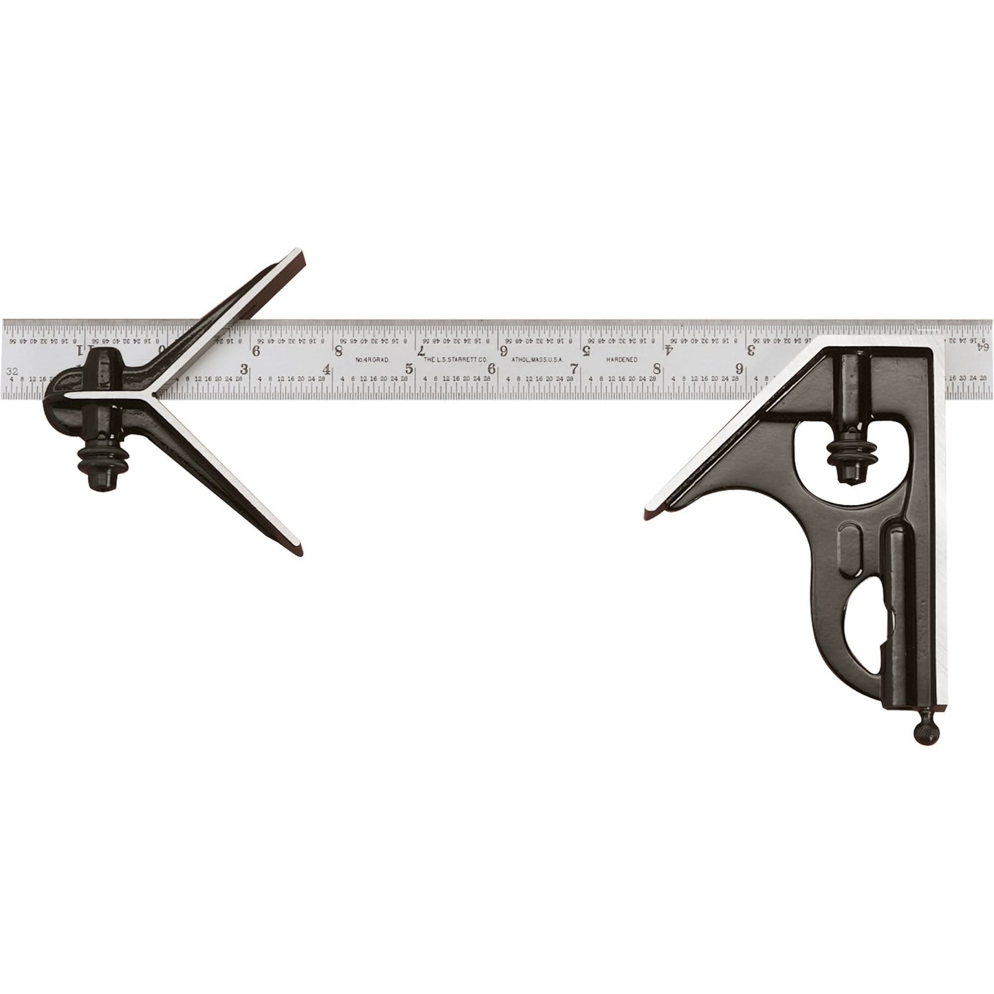 Combination Squares with Square Head & Centre Head - No. 33HC Series with Forged & Hardened Steel Heads, 600 mm L, 0.5 mm Graduations, Steel, Plain