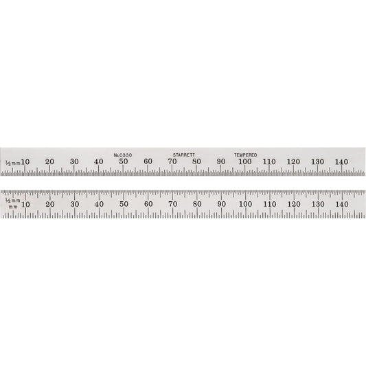 Full-Flexible Metric Rule, 150 mm L, Steel, 1 mm/0.5 mm Graduations
