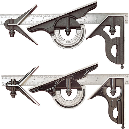 No. 434 Series Combination Square Set, 4 pcs., 8/100" Graduations, Steel, Plain
