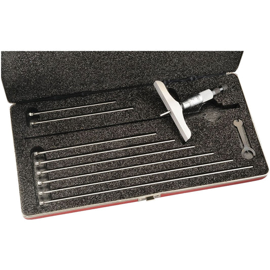 Micromètre de profondeur série 445, avec limiteur à rochet, 0 - 9 po