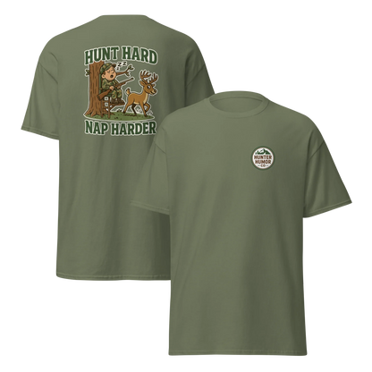 Hunter Humor Hunt Hard Nap Harder T-Shirt