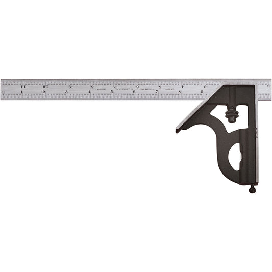 Combination Squares with Square Head - No. 11H Series with Cast Iron Heads, 24" L, 1/64" Graduations, Steel, Satin