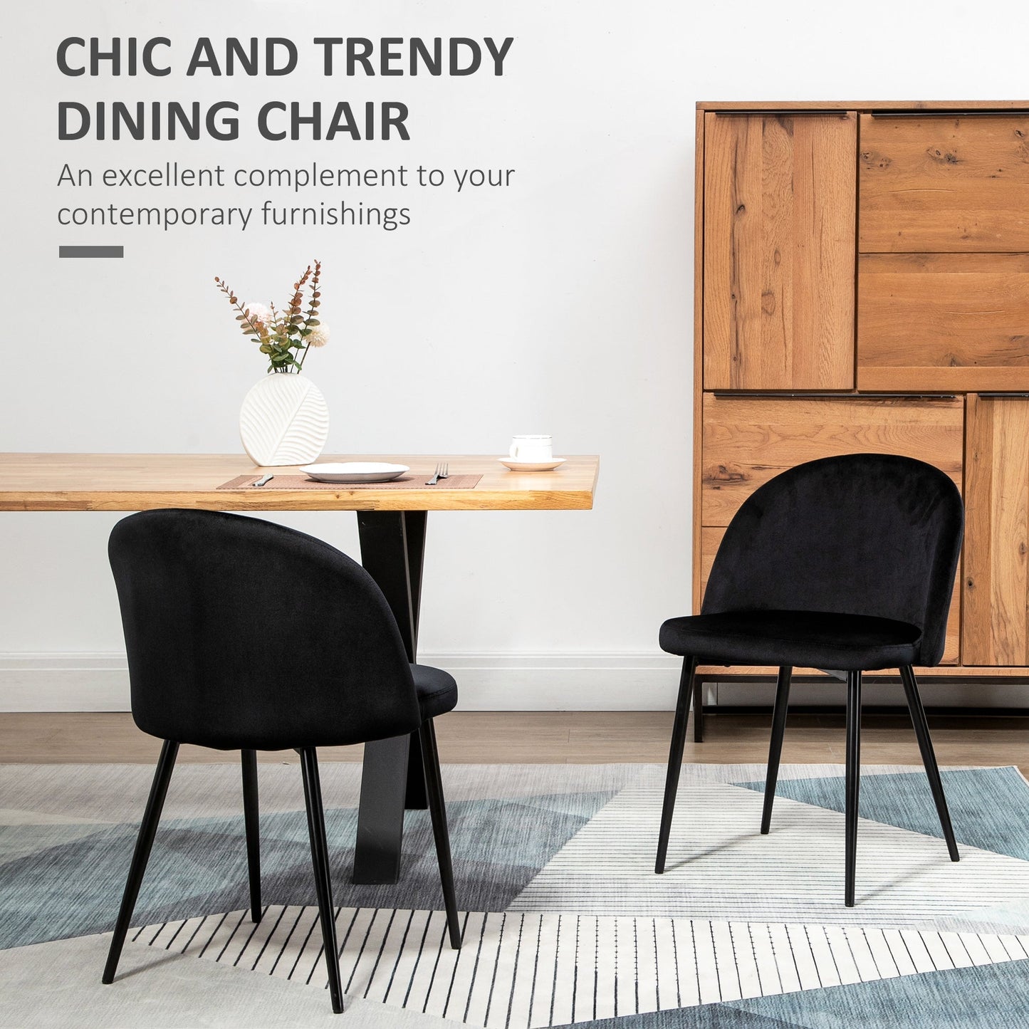 Dylan Set of 2 Mid-Back Dining Chairs-Black