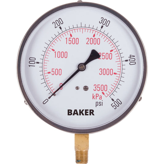 Pressure Gauges, 4-1/2" , 0 - 500 psi, Bottom Mount, Analogue