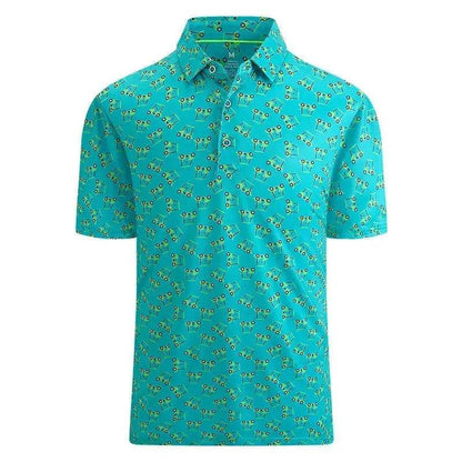 Ice Silk Printed Polo Shirt Men's Short Sleeve