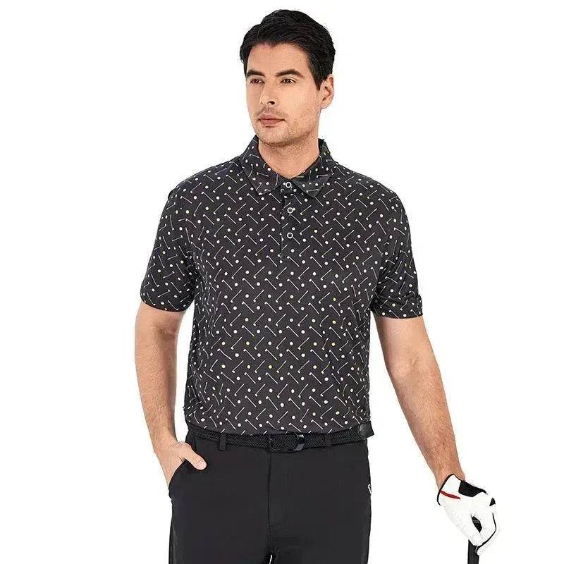 Ice Silk Printed Polo Shirt Men's Short Sleeve