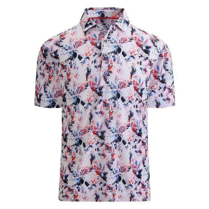 Ice Silk Printed Polo Shirt Men's Short Sleeve