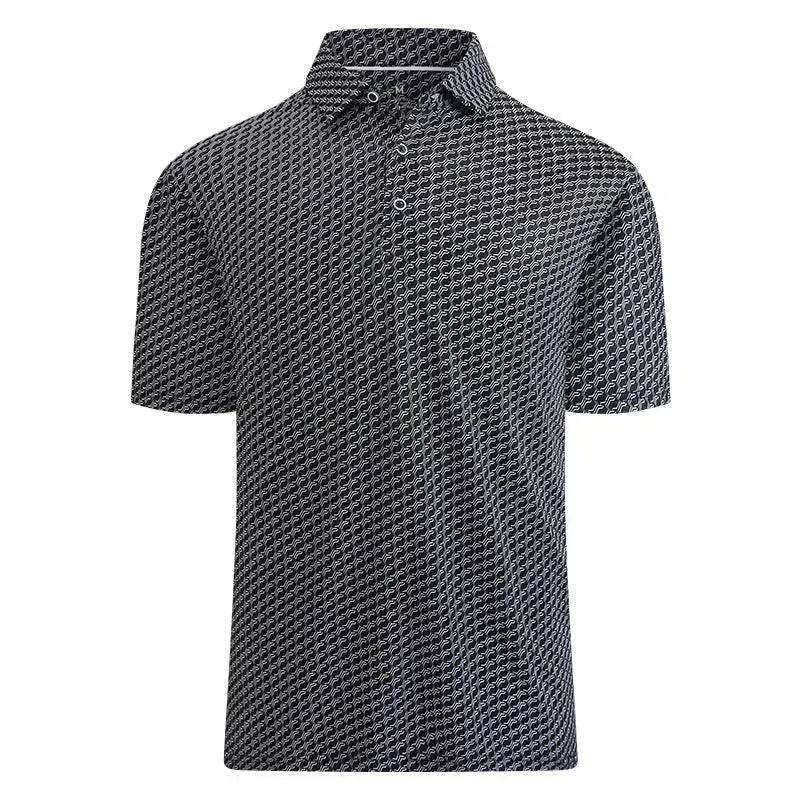Ice Silk Printed Polo Shirt Men's Short Sleeve