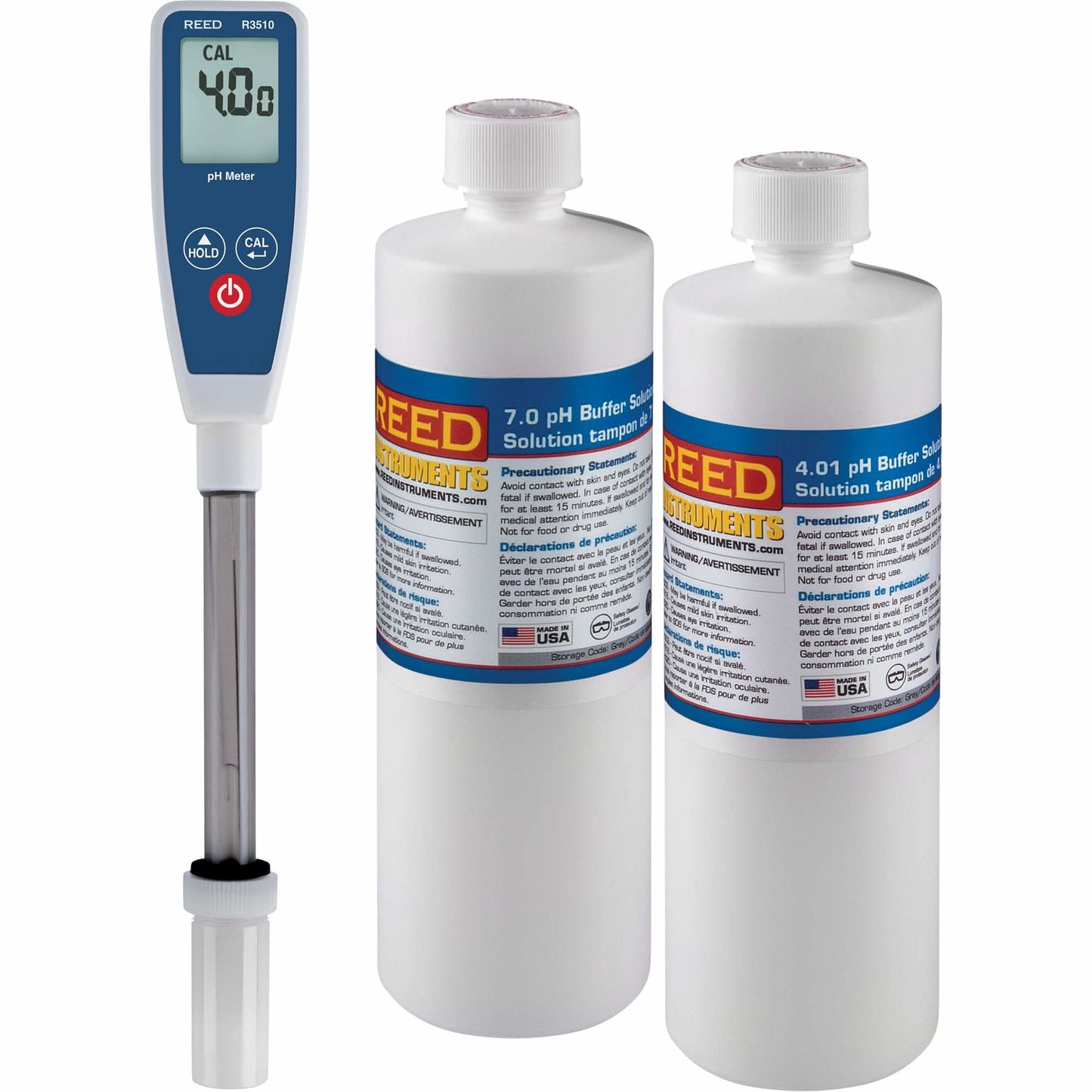 Kit Mètre pH Longue Tige et Solutions Tampons 4pH/7pH