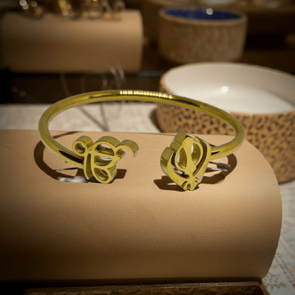 18K Gold Plated Ik Onkar Khanda Bangle