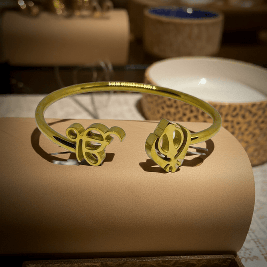 18K Gold Plated Ik Onkar Khanda Bangle