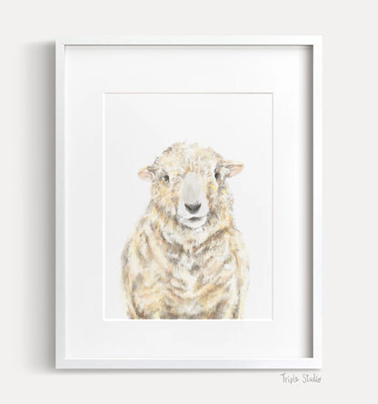 Farmhouse Sheep Art Print -
