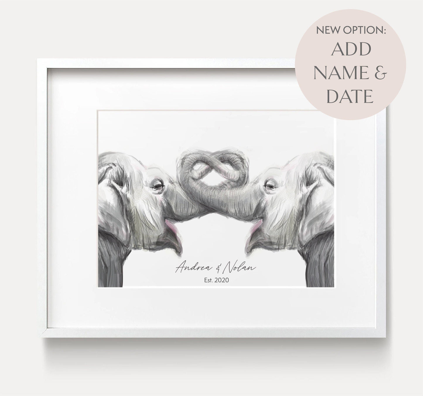 Personalized Elephants Art Print