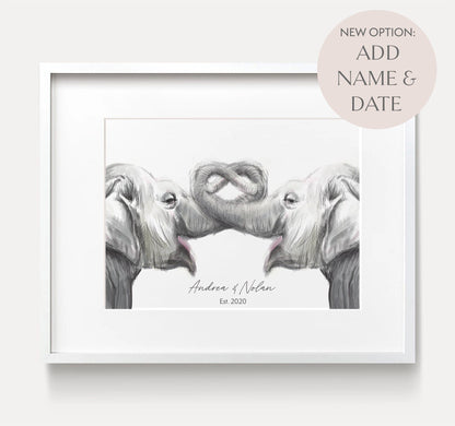 Personalized Elephants Art Print