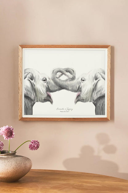 Personalized Elephants Art Print